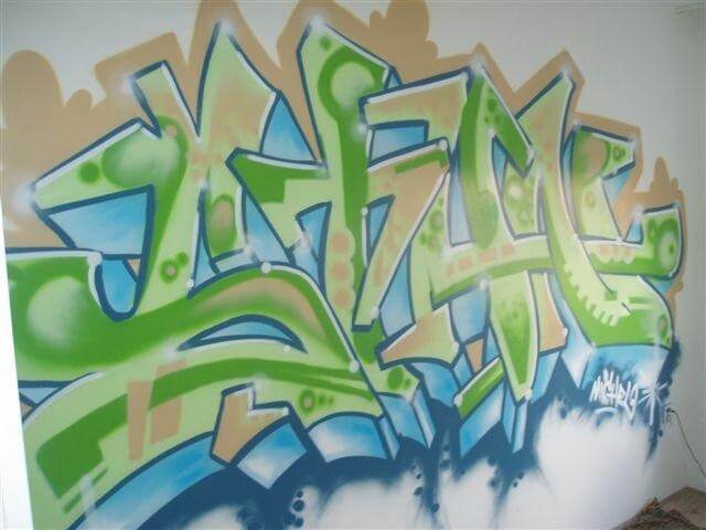 On a beautiful day, Stan's parents asked Theron if he could paint their son's name on the wall of his new room using graffiti letters. Theron took the mother's color choice into consideration and eagerly started the project. When he finished, the parents were extremely happy and proud of the result. The painting on the wall brought a smile to their faces, and they felt a great sense of satisfaction. It was a fun and creative addition to Stan's room that brought them joy.