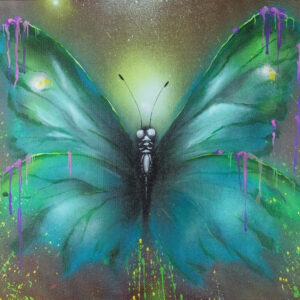 butterfly green canvas by Theron