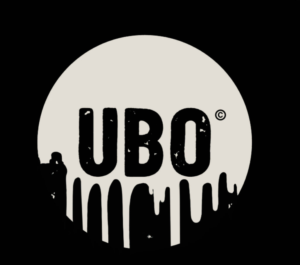Logo of UBO Crew, featuring the acronym 'UBO' with a dripping paint effect, set against a circular background.