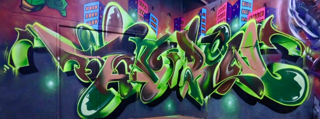 Theron, Gemo, Thuk graffiti production with the theme ninja Turtles