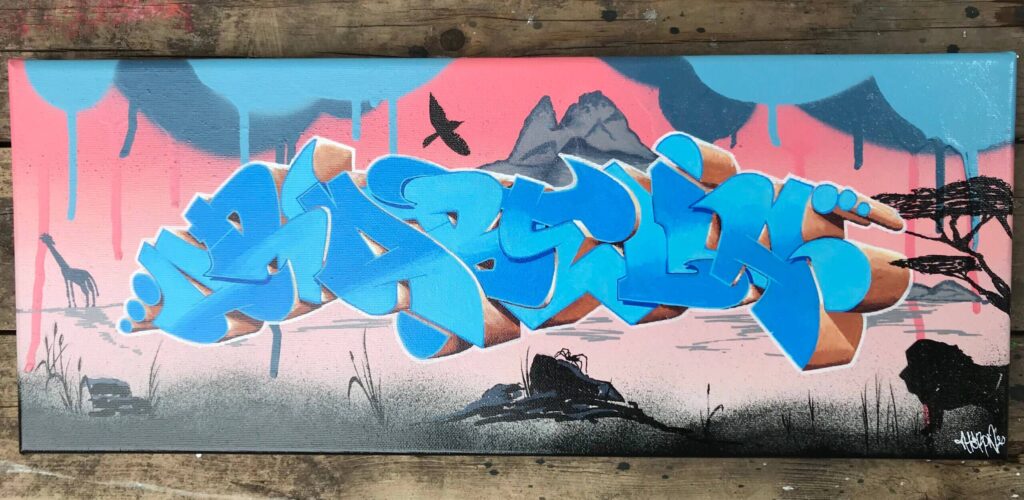 Arabella and Auro With Japanese and African background. 20x50cm