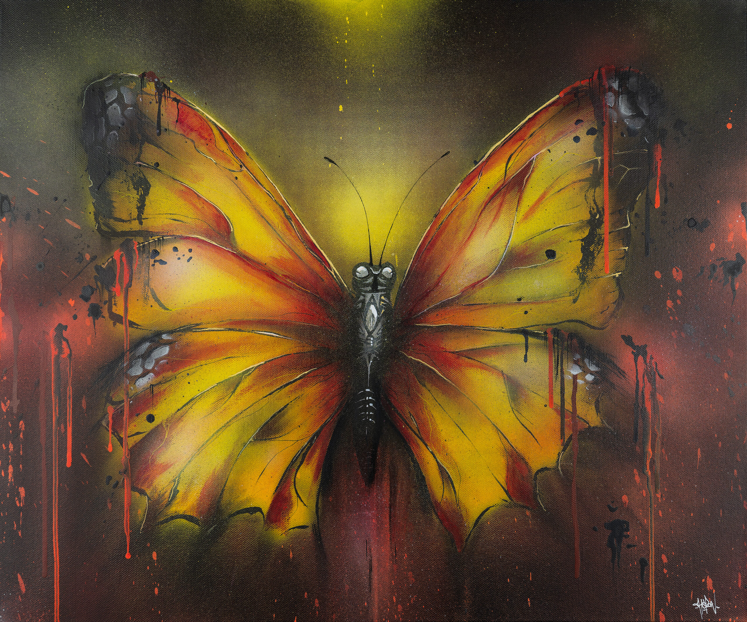 Butterfly Yellow canvas by Theron
